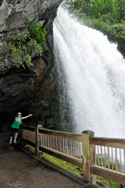 Karen Duquette under Dry Falls